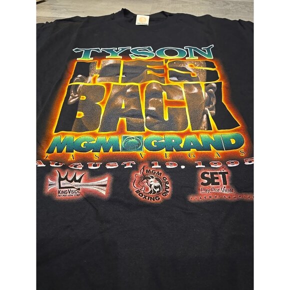 Mike Tyson He's Back Black T-Shirt MGM Grand August 1995 Fight Deadstock Boxing - Picture 2 of 8